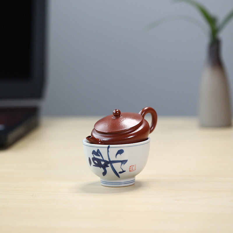 True Yixing Zisha Zhu Clay Tea Pot Porcelain Tea Cup Chinese Kungfu Pot Marked