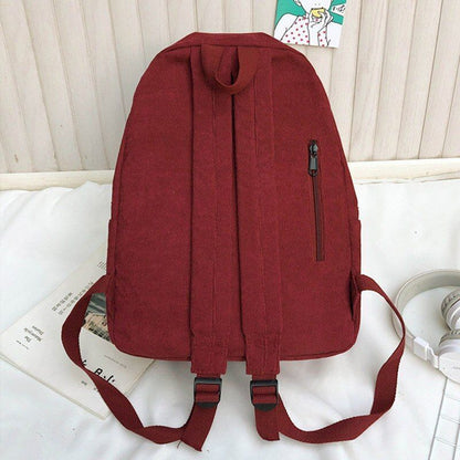 Fashion Corduroy Backpack Anti-theft Shoulder Bag School Backpacks Polyester 1PC