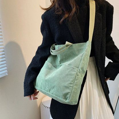 Corduroy Handbag Shoulder Bag Large Canvas Tote Pouch Crossbody Purse 34*10*35CM