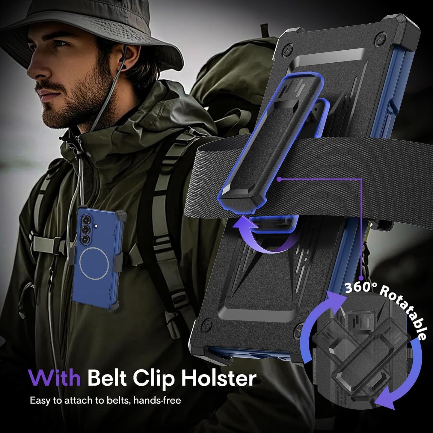 for Z Fold 7 Magnetic Case with Belt Clip Holster, [Compatible with Magsafe] [Te