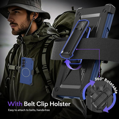 for Z Fold 7 Magnetic Case with Belt Clip Holster, [Compatible with Magsafe] [Te