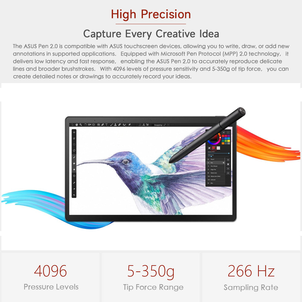 Original ASUS Pen 2.0 SA203H – MPP 2.0, 4096 Levels, USB-C Charging, 4 Tips