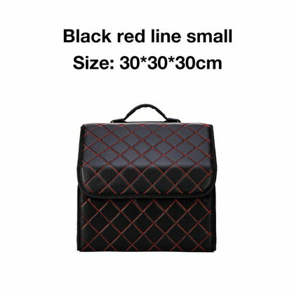 Car Trunk Storage Organizer Bag PU Leather Box Folding Stowing Tidying SUV Broad