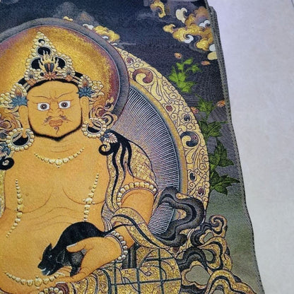 Buddha Tibet Nepal Thangka Statue Brocade Silk Embroidered Heavenly King Statue