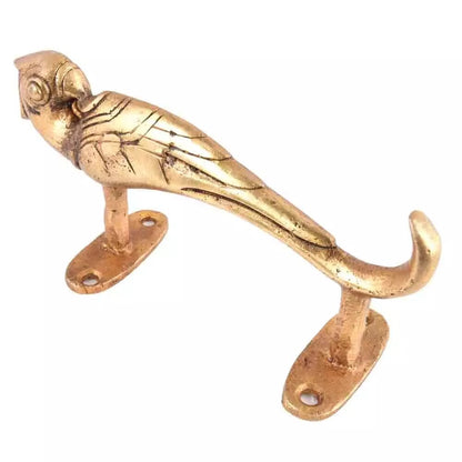 Set of 2 Antique Look Golden Brass Parrot Design Door Handles
