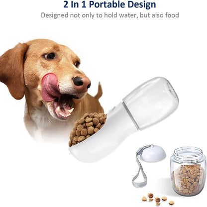 Dog Travel Water Bottle with Food Container & Leak Proof Lock