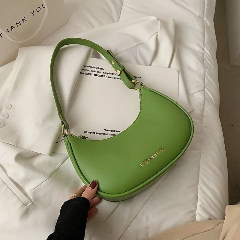 Half-moon Small Underarm Bags Clutch Synthetic Leather Handbags Shoulder Purses