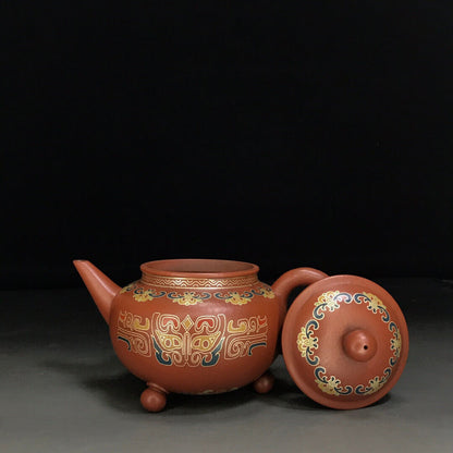 Chinese Yixing Zisha Clay Handmade Exquisite Teapot （三足水平壶 底款：柏原（清））