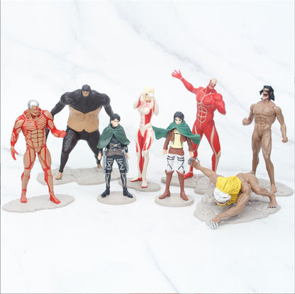 8pcs/set Anime Attack on Titan The Armored Titan Eren Jaeger Action Figure Toys