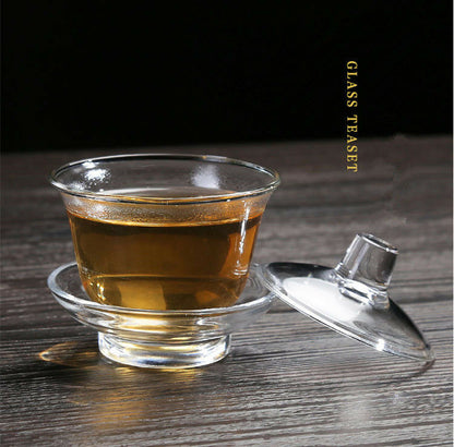 Glass Chinese Kungfu Tea Set Tea Cup Gaiwan Tea Set