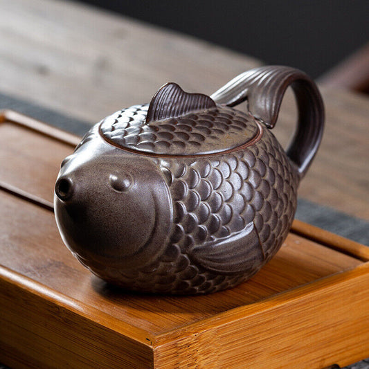 Vintage Ceramic Goldfish "年年有余" Teapot Personalized Household Decoration Tea Set