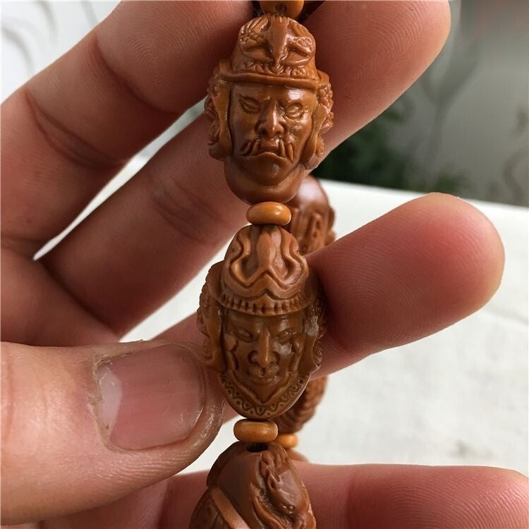 Nut Carved Bracelet Devil Soldier Head Statue Bead Chain Collection