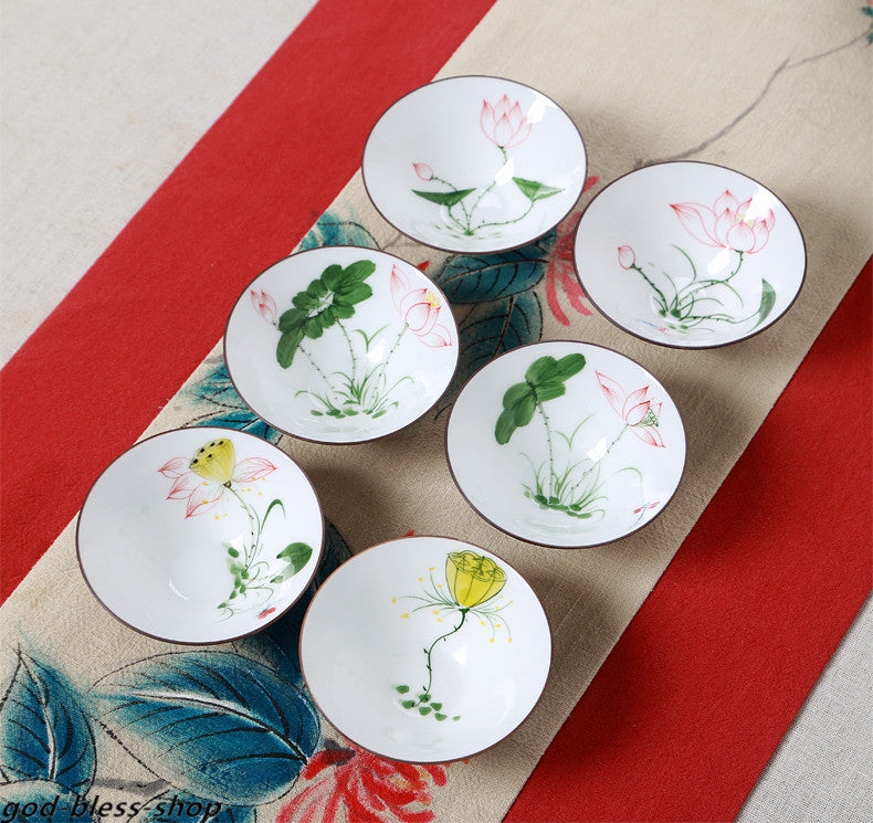 1PC Chinese Porcelain Kungfu Tea Cup Handpainted Floral Personal Cup 50ml