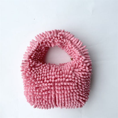 Winter Handbag Plush Shoulder Bags Soft Handbag Mop Plush Traveling Purse 1 PC