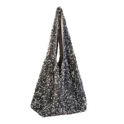 Sequins Shoulder Bag Large Glitter Beaded Tote Handbag Mermaid Sequins Hand Pink