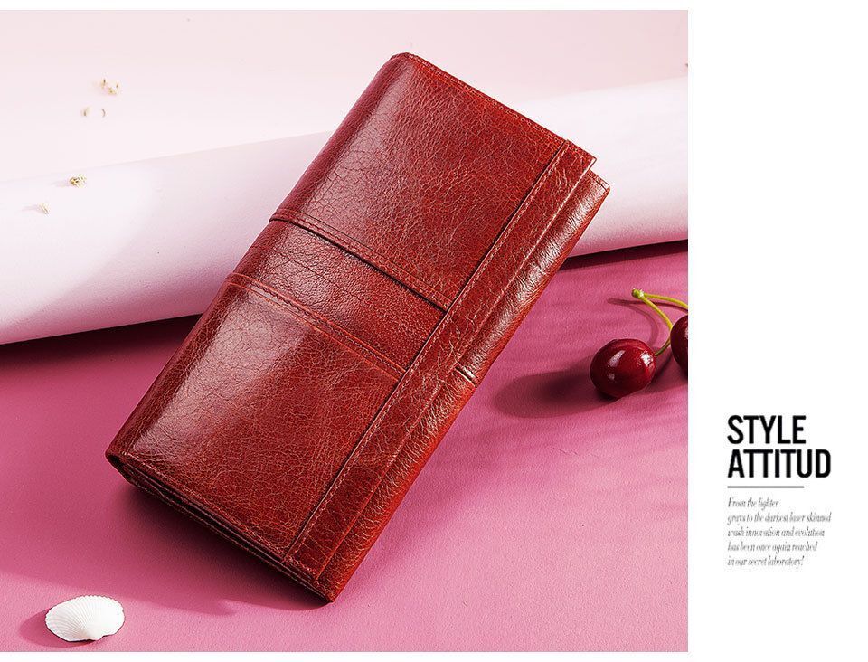 Leather Women Wallet Long Multi-Card Holder Large Mobile Phone Purse 18*3.5*9 CM