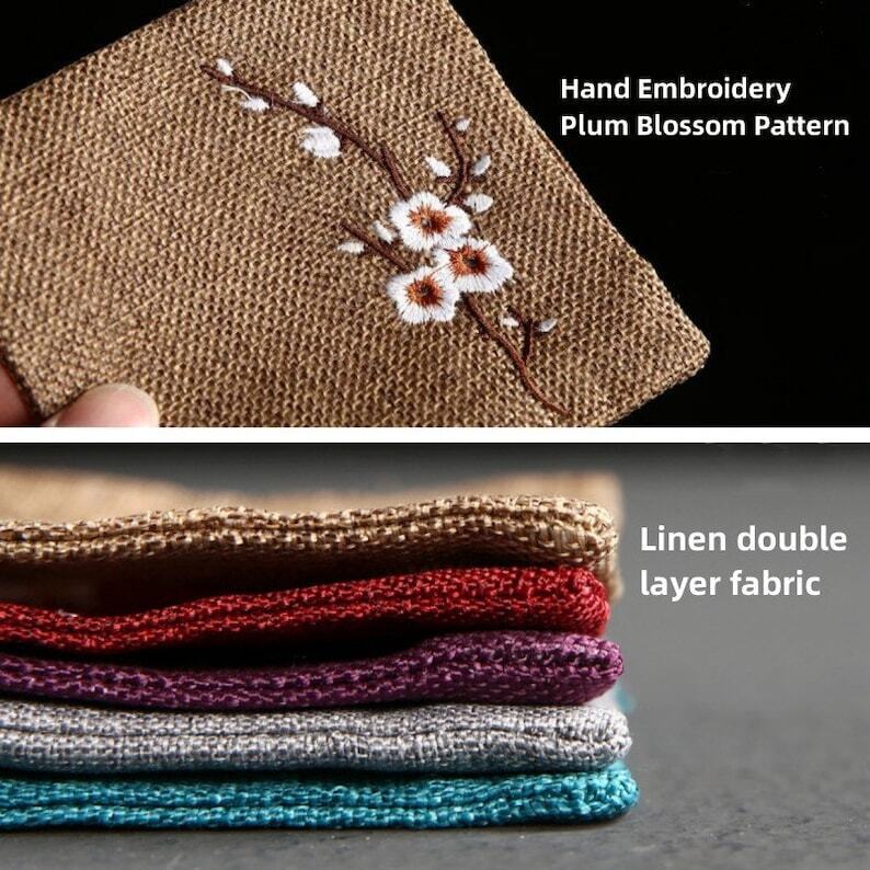 Embroidered Plum Blossom Cotton Tea Coasters|Tea Accessories