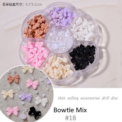 Nail Art Decor 7Grid Mixed-Styles Butterfly Bear Rhinestones 3D Glitter Crystals