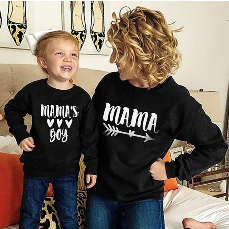 Matching Outfits Clothes Son T-Shirt Woman Kids Baby Winter Sweater Family Tops