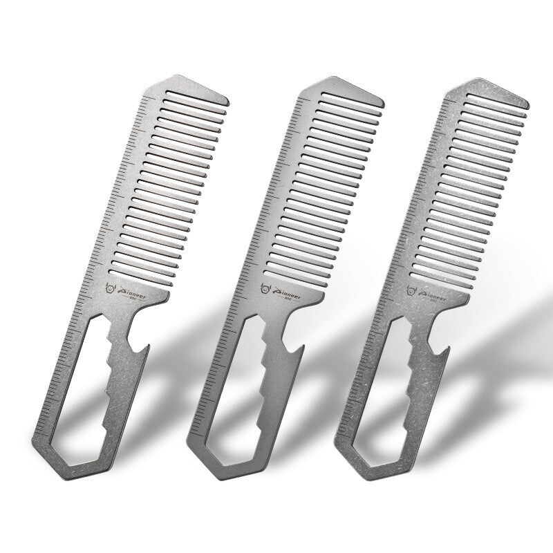 Titanium Hair Beared Comb Anti Static Pocket Multi Tool Bottle Opener Wrench EDC