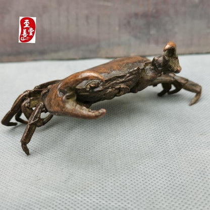 Fortune chinese copper Crab Figure statue netsuke collect Tea pet Table decor