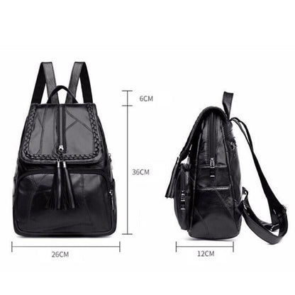 Womens Ladies Fashion Tassels Shoulder Casual Travel Bag PU Leather Backpack US.