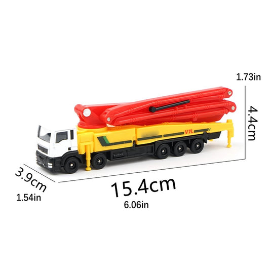 1/100 Concrete Pump Truck Diecast Model Engineering Vehicle Car Toy Decoration