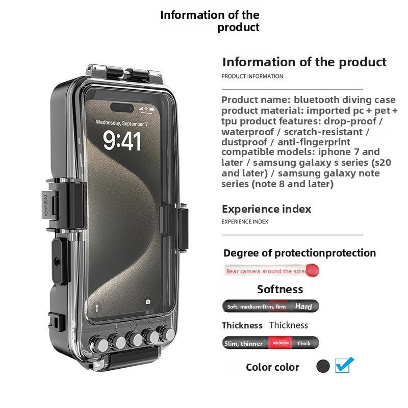 98.5FT Waterproof Bluetooth Dive Case for Samsung and iPhone Deep Sea Shooting