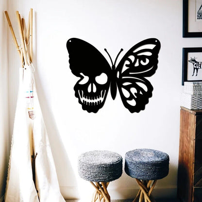 Skull Butterfly Metal Wall Art Decoration Wall Hanging Sign Iron Wall Art