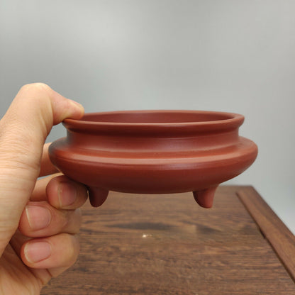 Small 9.5x4.5cm Round Chinese Yixing Zisha Mame Bonsai Pot Penjing