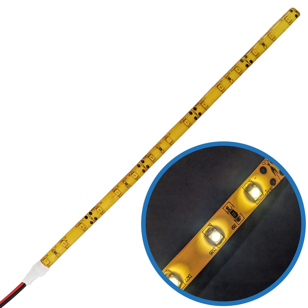 White LED Flexible Strip Lighting - 15 Lights - 25cm Length (About 10 Inches)