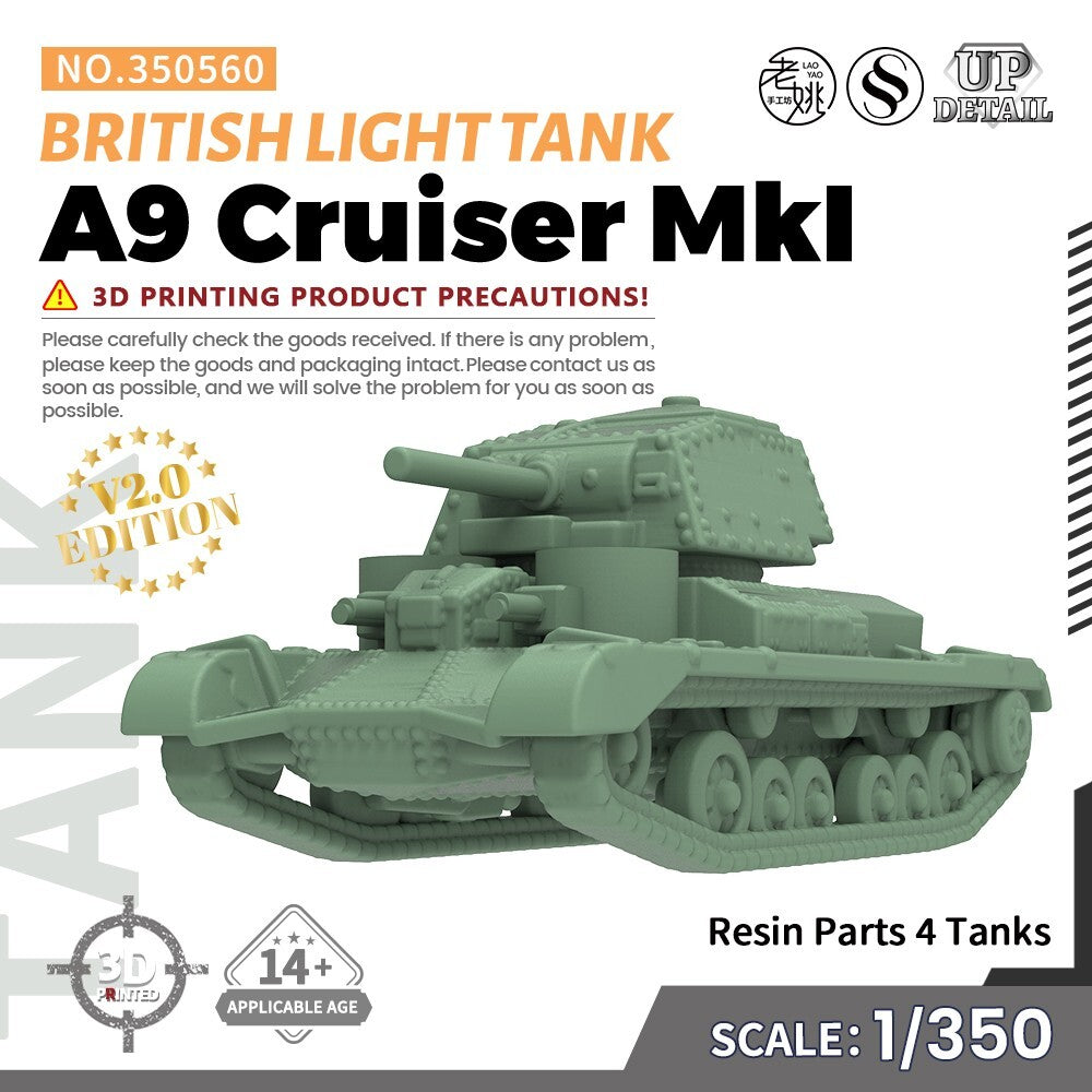 SS560 1/200/350/700 Military Model Kit British A9 Cruiser MkI Light Tank