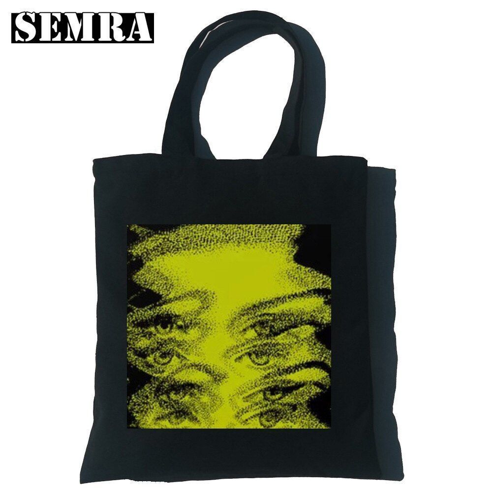 Punk Vintage Large Cartoon Canvas Bag Gothic Shopper Bag Shoulder Bag Pocket 1PC