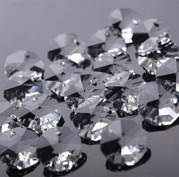 33FT Crystal Chandelier Prism Glass Bead14mm Octagon Chain Wedding Garland Part