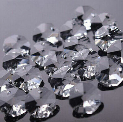 33FT Crystal Chandelier Prism Glass Bead14mm Octagon Chain Wedding Garland Part