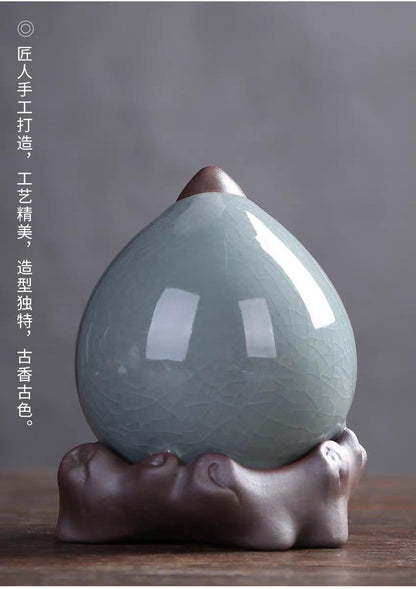 Chinese God Cracked Glaze Ceramic Tea Pet 11cm Kung Fu Tea Play Tea Set Decor