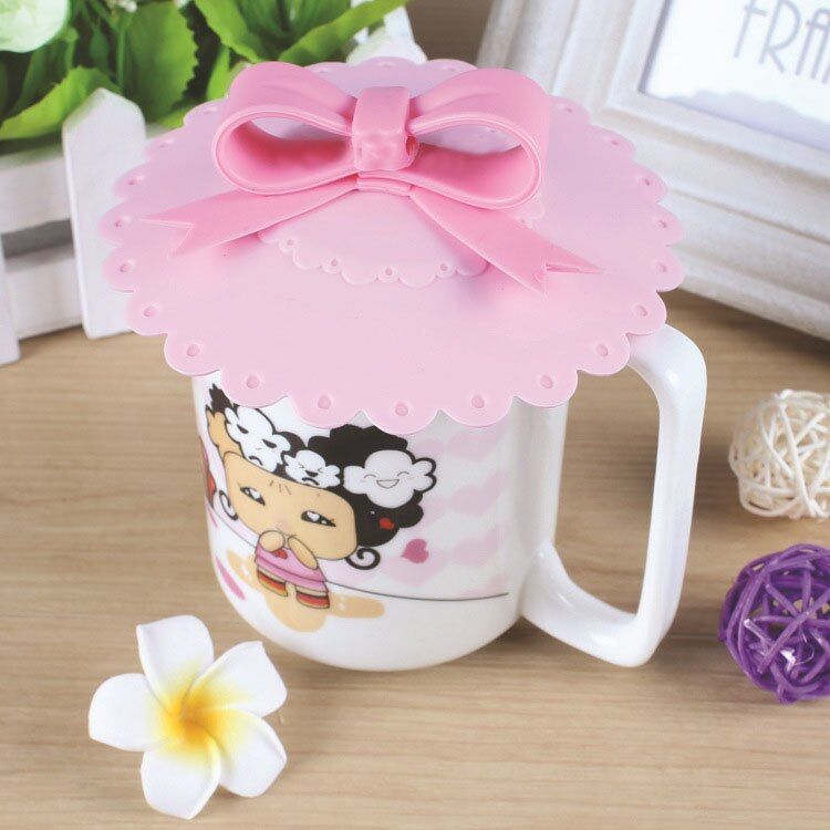 Silicone Cover Lids 10.5cm Anti-dust Coffee Tea Cup Covers Bowknot Suction Seal