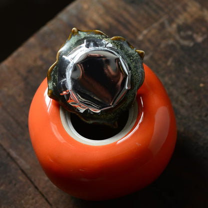 Small Persimmon ceramic Tea Caddies