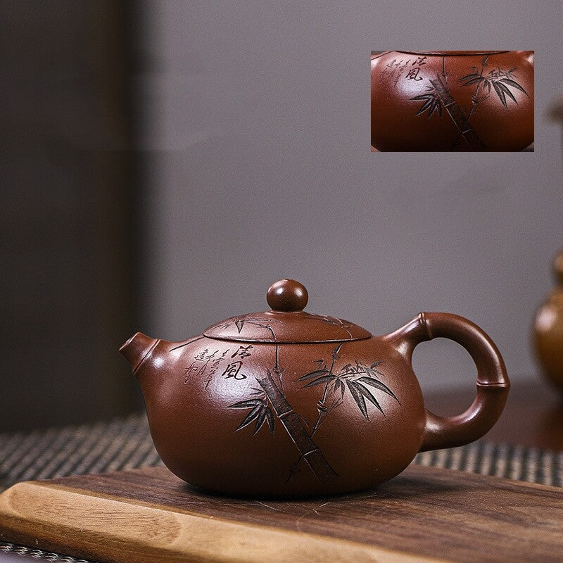 China Yixing Zisha Dicaoqing Clay Marked Tea Pot Original Ore Handmade Pot 8.8oz