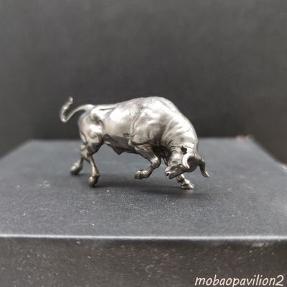 Pure Bronze Black Wall Street Bull Statue Model Ornaments Decor