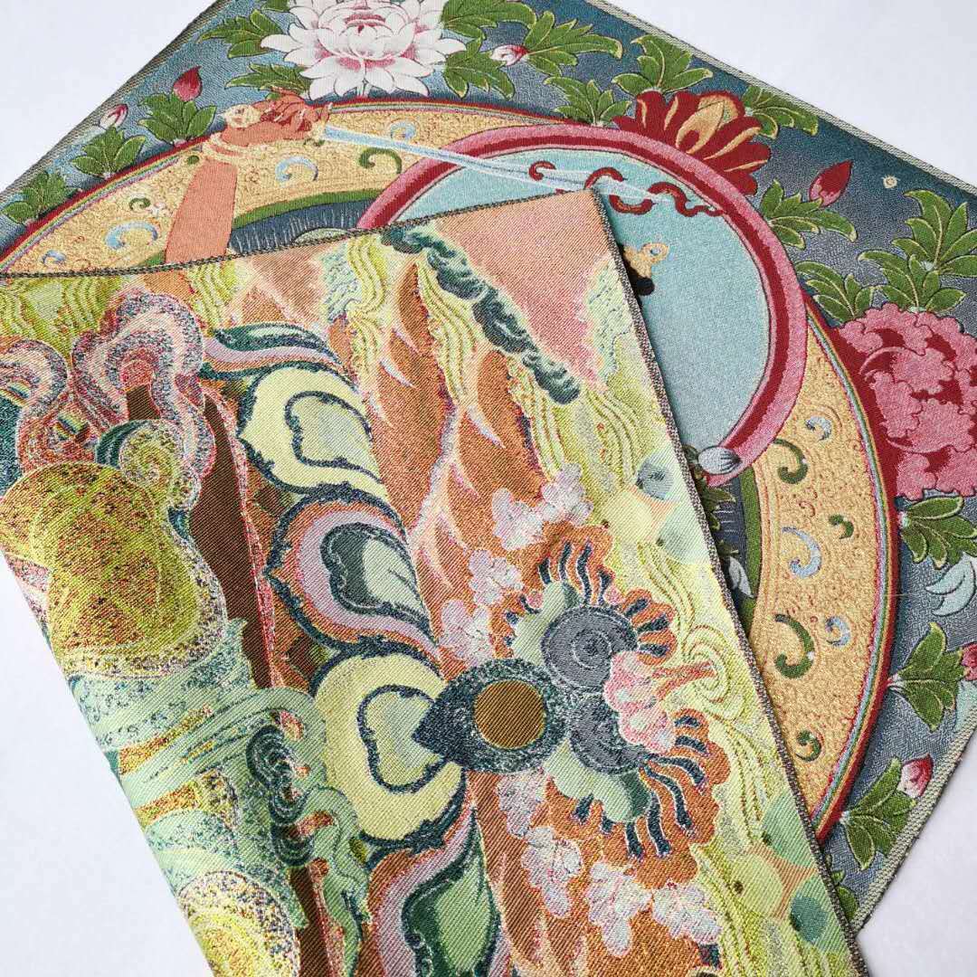 Tibet Buddhism Decor Silk Inwrought wisdom Manjushri Kwan-yin Thangka Mural