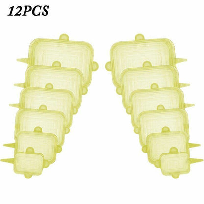 Silicone Stretch Food Cover 12pcs Reusable Elastic Adjustable Bowl Lid Universal