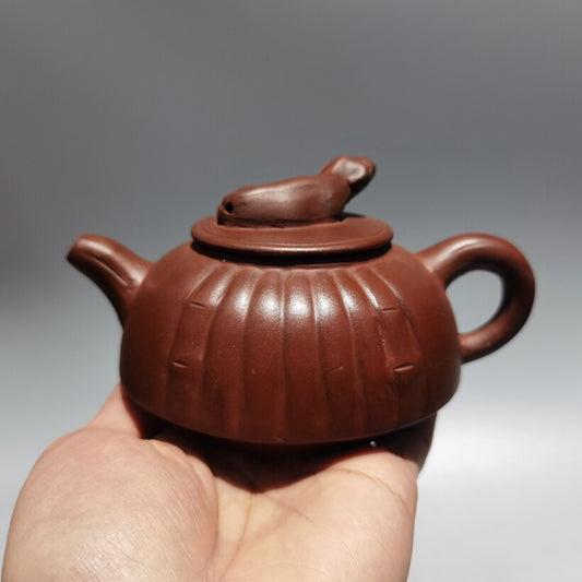 Chinese old Yixing Clay Teapot handmade Ox bull lid Purple sand Teapot