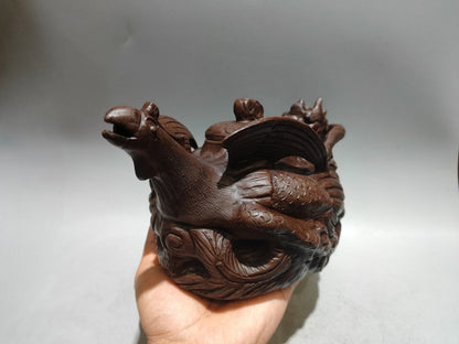 Chinese Yixing Zisha Clay Handmade Exquisite Dragon&Phoenix Teapot 30996