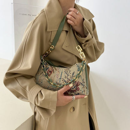 Shoulder Bag Handbags Oil Painting Printed Thick Small Purse Handbags Tote Bags