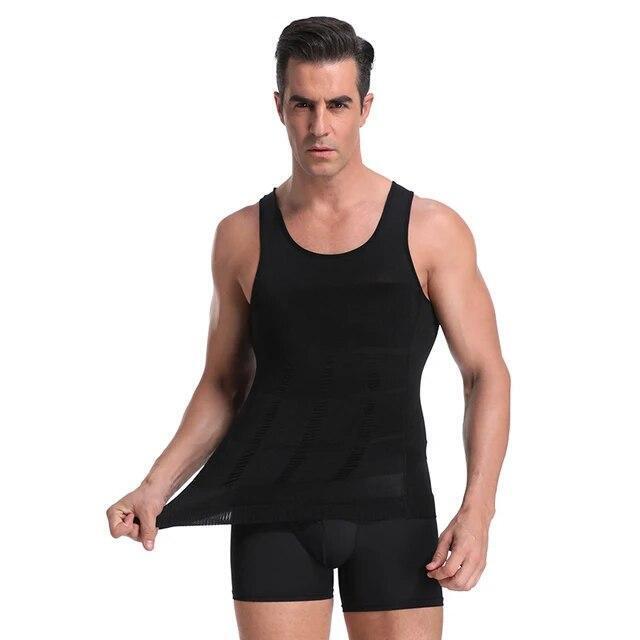 Mens Slimming Body Shaper Belly Chest Compression Vest Girdle T-Shirt Tank Top