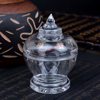 2.3" Buddhism Supplies Eight Auspicious Bottles Crystal Buddha Pagoda Bodhi
