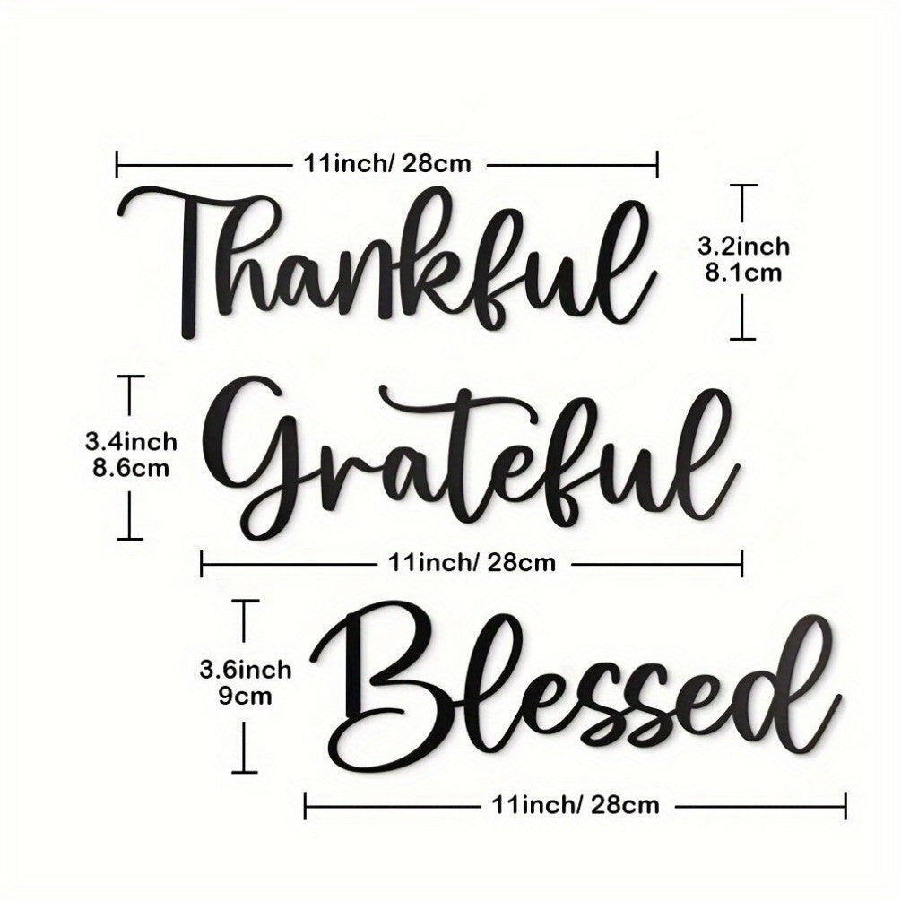Aesthetic 'Appreciate Life' Decor CIFbuy 3PCS Black Gratitude Metal Wall Art