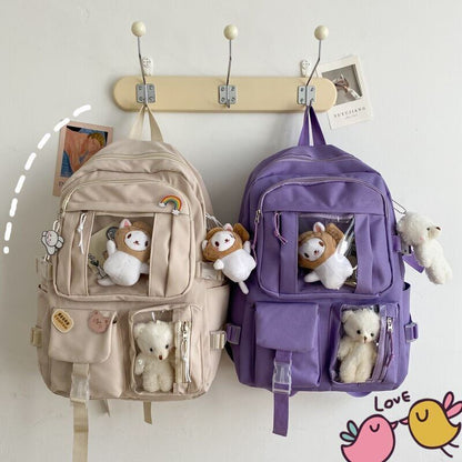 Large Women Multi-Pocket Nylon Backpack School Student Bag Backpack Laptop Book