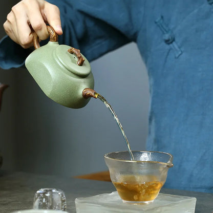 200cc Yixing Green Sand Purple Clay Sand Teapot Handmade Teapot